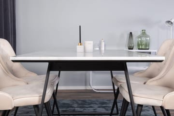 Rektangulär matgrupp Venture Home Beige Svart Svart - Møbler - Borde - Spisebordssæt