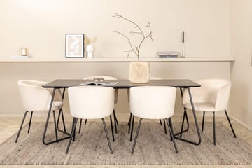 Rektangulär matgrupp Venture Home Beige Svart - Møbler - Borde - Spisebordssæt