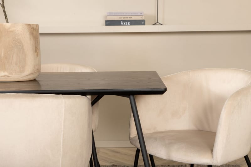 Rektangulär matgrupp Venture Home Beige Svart - Møbler - Borde - Spisebordssæt