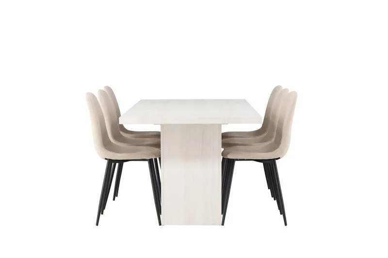 Rektangulär matgrupp Venture Home Beige Vit 6st - Møbler - Borde - Spisebordssæt