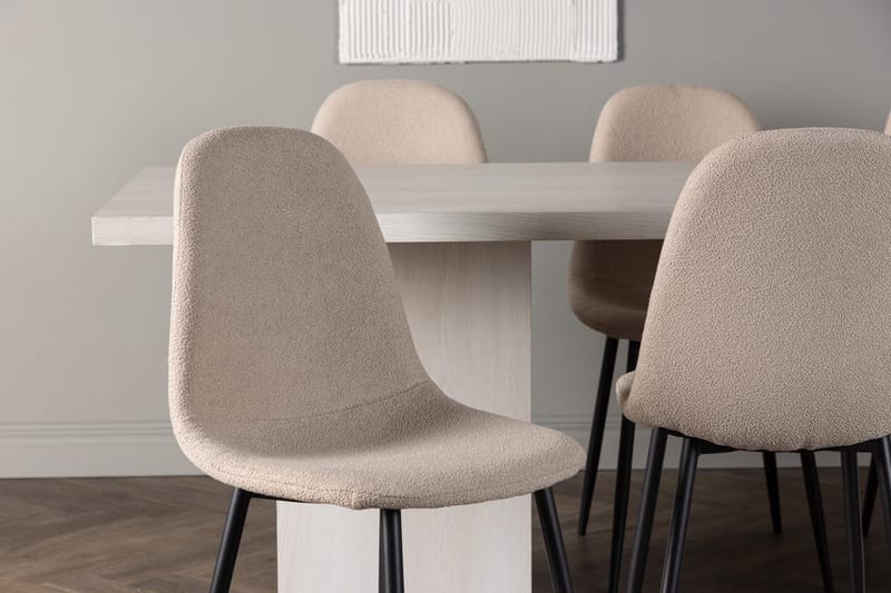 Rektangulär matgrupp Venture Home Beige Vit 6st - Møbler - Borde - Spisebordssæt