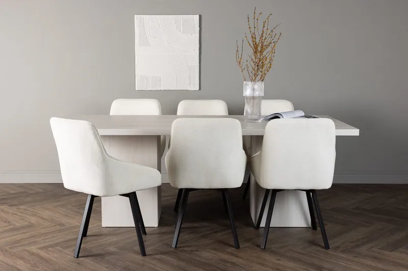 Rektangulär matgrupp Venture Home Beige Vit 6st