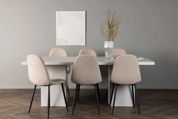 Rektangulär matgrupp Venture Home Beige Vit 6st - Møbler - Borde - Spisebordssæt