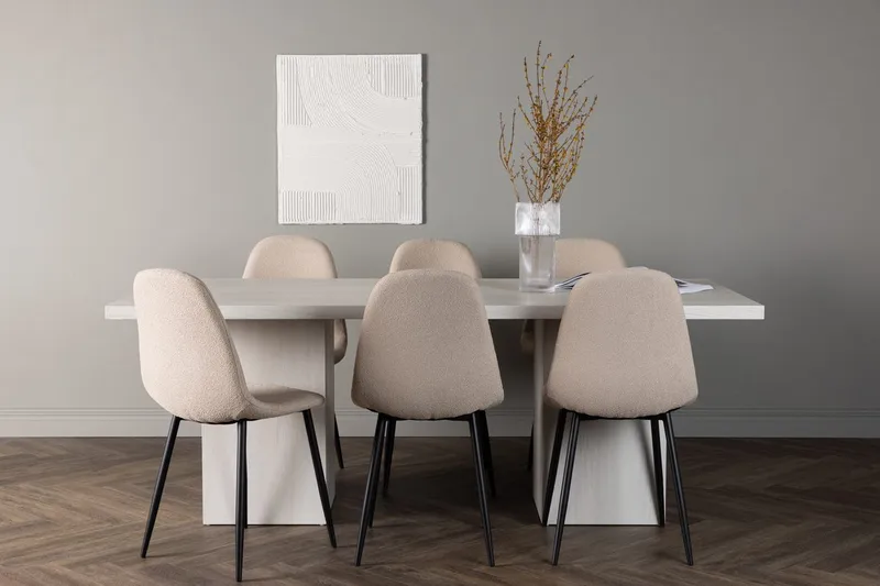 Rektangulär matgrupp Venture Home Beige Vit 6st