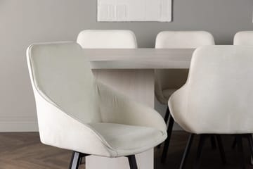Rektangulär matgrupp Venture Home Beige Vit 6st - Møbler - Borde - Spisebordssæt