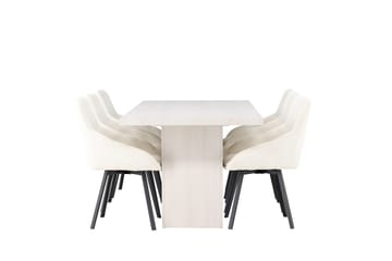 Rektangulär matgrupp Venture Home Beige Vit 6st - Møbler - Borde - Spisebordssæt