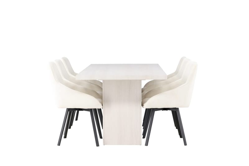 Rektangulär matgrupp Venture Home Beige Vit 6st - Møbler - Borde - Spisebordssæt