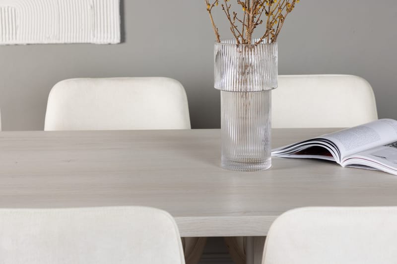 Rektangulär matgrupp Venture Home Beige Vit 6st - Møbler - Borde - Spisebordssæt