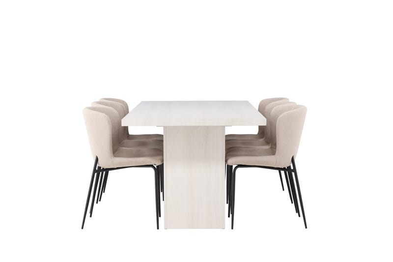 Rektangulär matgrupp Venture Home Beige Vit 6st - Møbler - Borde - Spisebordssæt