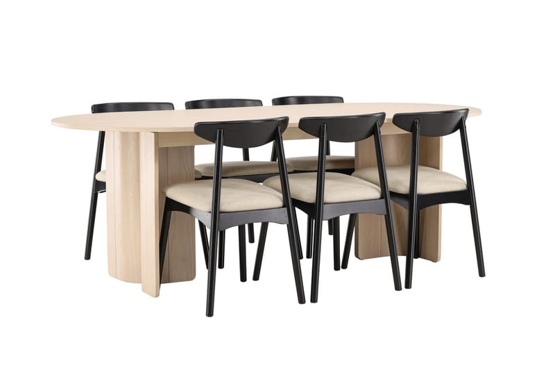 Rektangulär matgrupp Venture Home Beige - Møbler - Borde - Spisebordssæt
