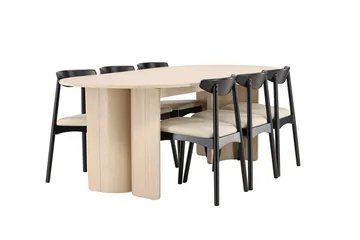 Rektangulär matgrupp Venture Home Beige - Møbler - Borde - Spisebordssæt