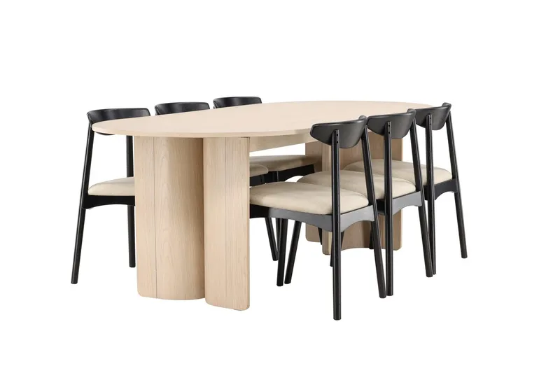 Rektangulär matgrupp Venture Home Beige - Møbler - Borde - Spisebordssæt