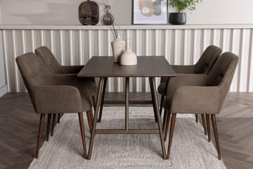 Rektangulär matgrupp Venture Home Brun Mörkbrun 4st - Mørkebrun - Møbler - Borde - Spisebordssæt