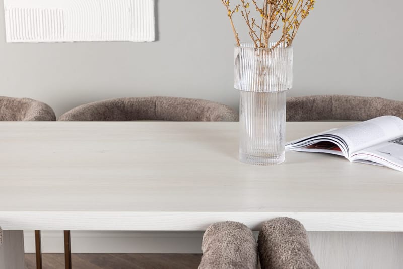 Rektangulär matgrupp Venture Home Brun Vit 6st - Møbler - Borde - Spisebordssæt