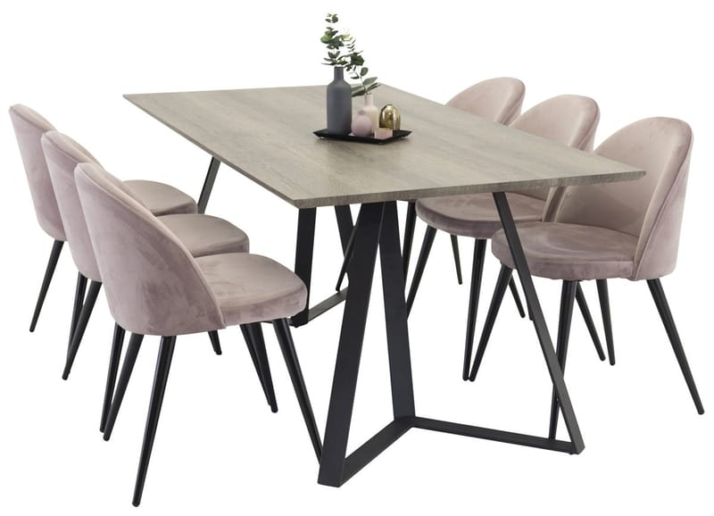 Rektangulär matgrupp Venture Home Gammelrosa Natur 6st