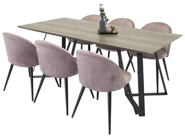 Rektangulär matgrupp Venture Home Gammelrosa Natur 6st - Møbler - Borde - Spisebordssæt