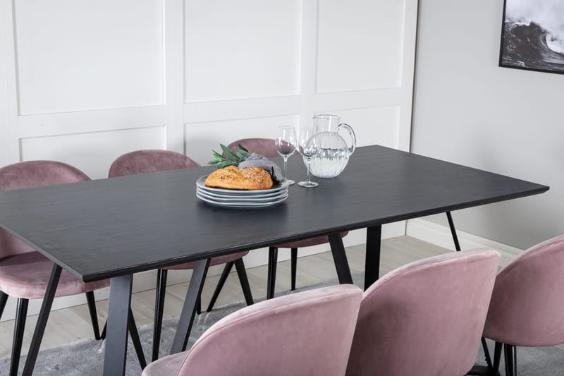 Rektangulär matgrupp Venture Home Gammelrosa Svart 6st - Møbler - Borde - Spisebordssæt