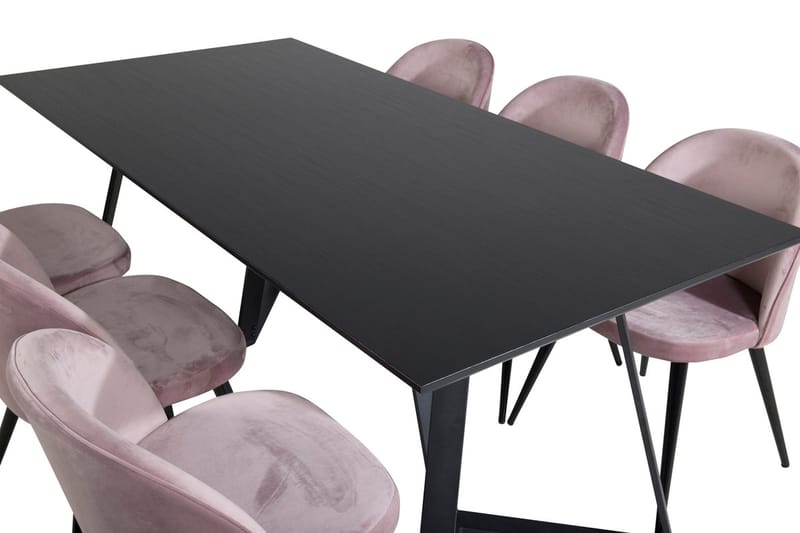 Rektangulär matgrupp Venture Home Gammelrosa Svart 6st - Møbler - Borde - Spisebordssæt