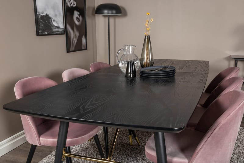 Rektangulär matgrupp Venture Home Gammelrosa Svart Mässing - Møbler - Borde - Spisebordssæt