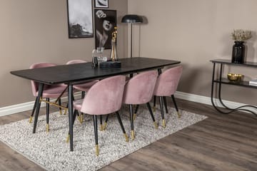 Rektangulär matgrupp Venture Home Gammelrosa Svart Mässing - Møbler - Borde - Spisebordssæt