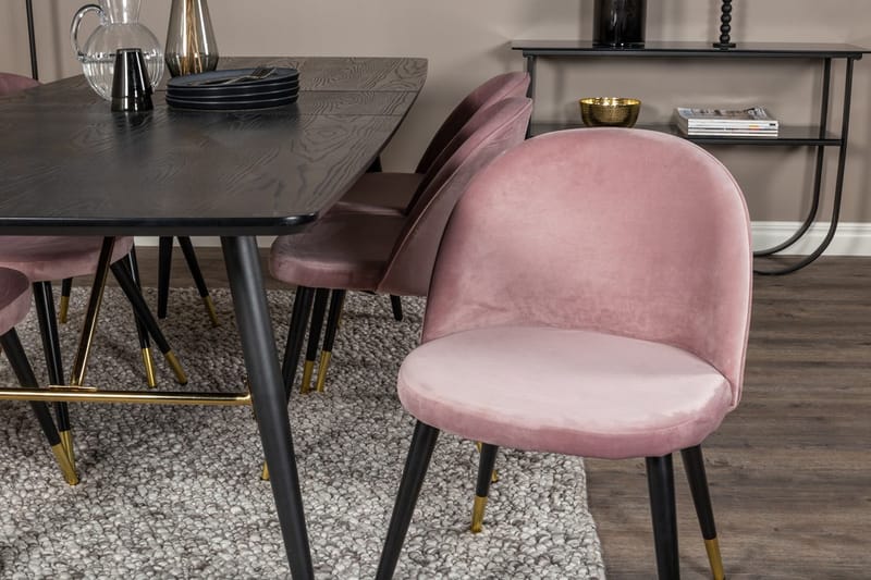 Rektangulär matgrupp Venture Home Gammelrosa Svart Mässing - Møbler - Borde - Spisebordssæt