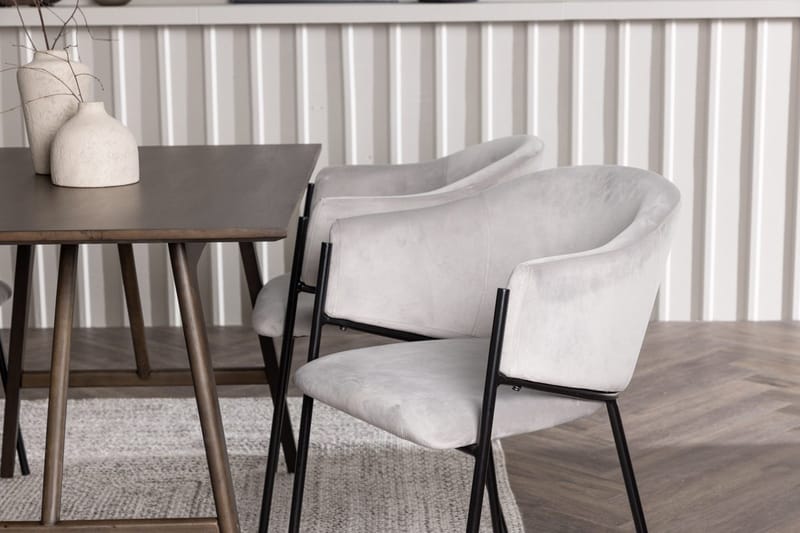 Rektangulär matgrupp Venture Home Grå Mörkbrun 4st - Møbler - Borde - Spisebordssæt