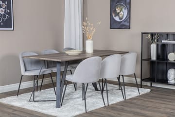 Rektangulär matgrupp Venture Home Grå Natur 6st - Møbler - Borde - Spisebordssæt