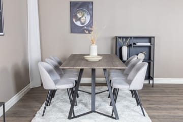 Rektangulär matgrupp Venture Home Grå Natur 6st - Møbler - Borde - Spisebordssæt