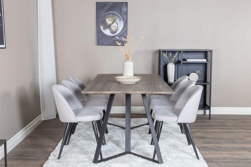 Rektangulär matgrupp Venture Home Grå Natur 6st - Møbler - Borde - Spisebordssæt