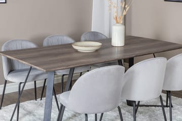 Rektangulär matgrupp Venture Home Grå Natur 6st - Møbler - Borde - Spisebordssæt