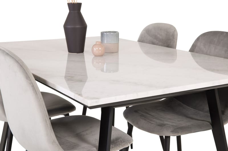 Rektangulär matgrupp Venture Home Grå Svart 4st - Møbler - Borde - Spisebordssæt
