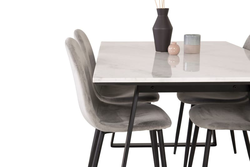 Rektangulär matgrupp Venture Home Grå Svart 4st - Møbler - Borde - Spisebordssæt