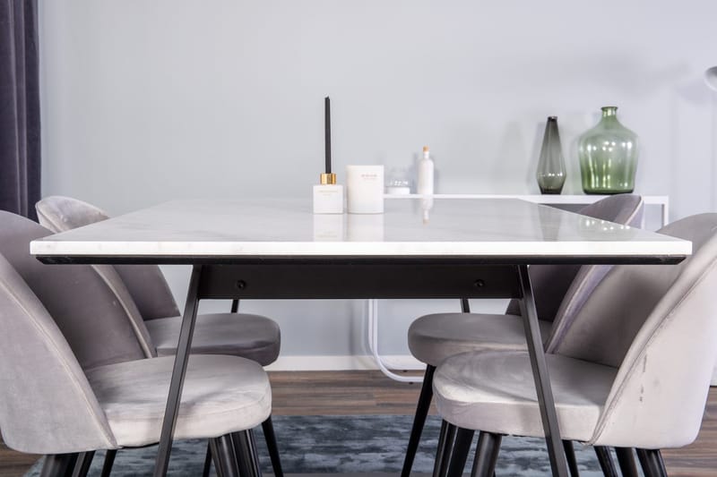 Rektangulär matgrupp Venture Home Grå Svart 4st - Møbler - Borde - Spisebordssæt