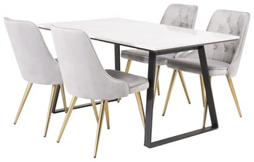 Rektangulär matgrupp Venture Home Grå Svart 4st - Møbler - Borde - Spisebordssæt