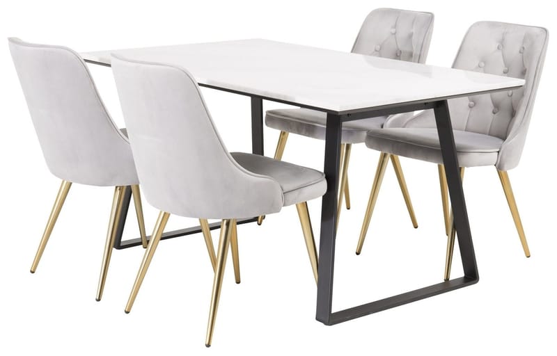 Rektangulär matgrupp Venture Home Grå Svart 4st - Møbler - Borde - Spisebordssæt