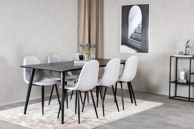 Rektangulär matgrupp Venture Home Grå Svart 6st