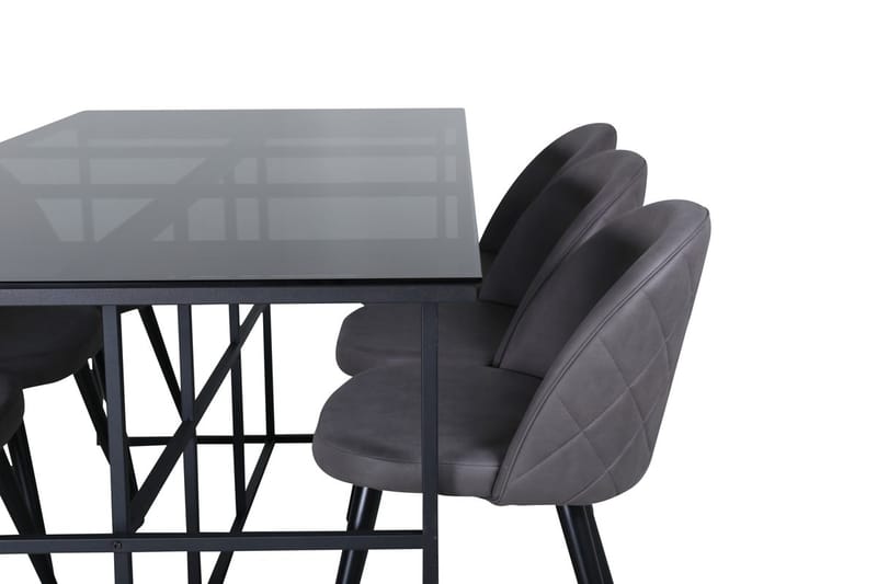 Rektangulär matgrupp Venture Home Grå Svart 6st - Møbler - Borde - Spisebordssæt