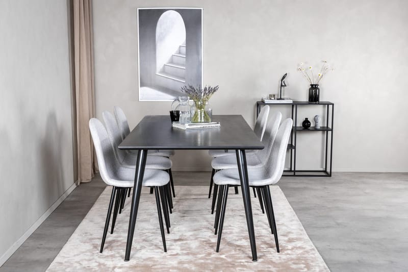 Rektangulär matgrupp Venture Home Grå Svart 6st - Møbler - Borde - Spisebordssæt