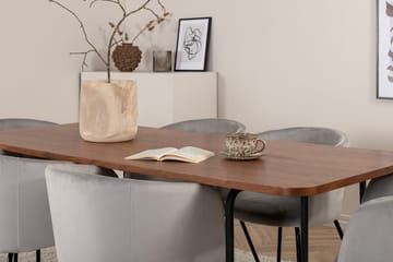 Rektangulär matgrupp Venture Home Grå Svart 6st - Møbler - Borde - Spisebordssæt