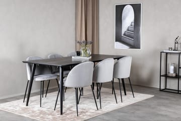 Rektangulär matgrupp Venture Home Grå Svart 6st - Møbler - Borde - Spisebordssæt