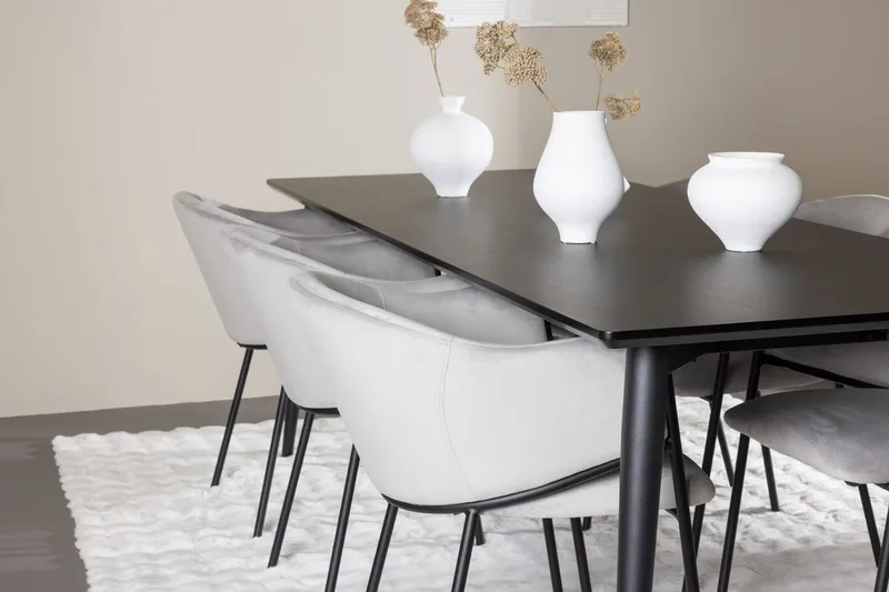 Rektangulär matgrupp Venture Home Grå Svart 6st - Møbler - Borde - Spisebordssæt