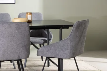 Rektangulär matgrupp Venture Home Grå Svart 6st - Møbler - Borde - Spisebordssæt