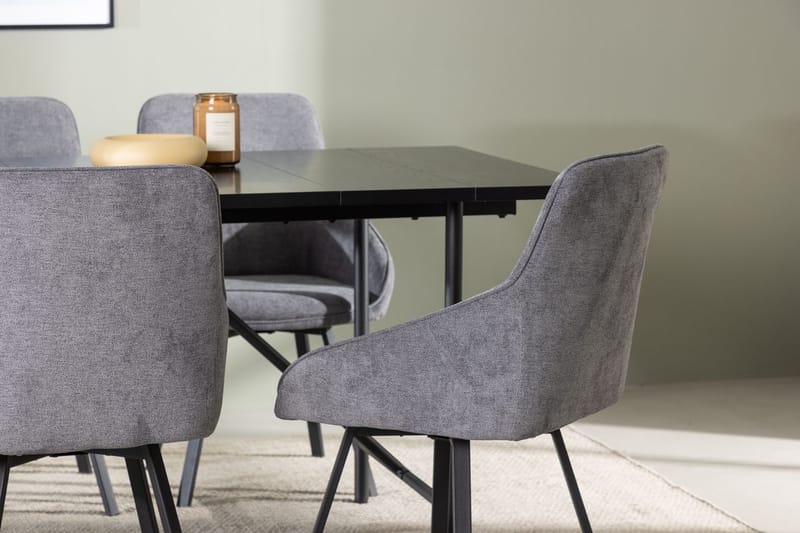 Rektangulär matgrupp Venture Home Grå Svart 6st - Møbler - Borde - Spisebordssæt