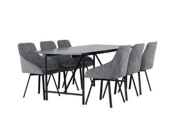 Rektangulär matgrupp Venture Home Grå Svart 6st - Møbler - Borde - Spisebordssæt