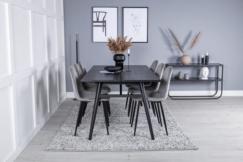 Rektangulär matgrupp Venture Home Grå Svart 6st - Møbler - Borde - Spisebordssæt