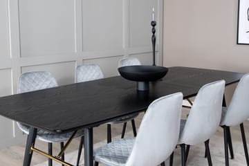 Rektangulär matgrupp Venture Home Grå Svart 6st - Møbler - Borde - Spisebordssæt