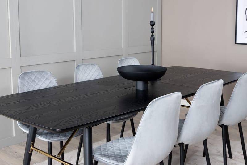 Rektangulär matgrupp Venture Home Grå Svart 6st - Møbler - Borde - Spisebordssæt