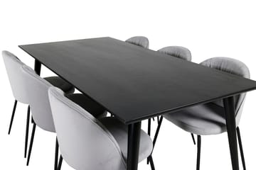 Rektangulär matgrupp Venture Home Grå Svart 6st - Møbler - Borde - Spisebordssæt