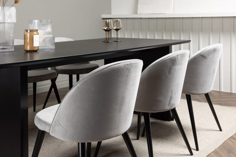 Rektangulär matgrupp Venture Home Grå Svart 6st - Møbler - Borde - Spisebordssæt
