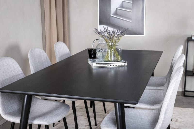 Rektangulär matgrupp Venture Home Grå Svart 6st - Møbler - Borde - Spisebordssæt